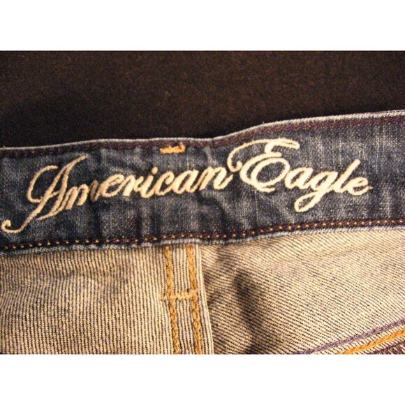 AMERICAN EAGLE 77 Womens Jeans TAG 8 Short Straight Blue LOW RISE - Picture 9 of 10